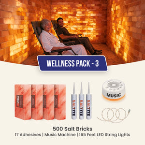 Wellness Pack 3: 500 Salt Bricks, 17 Adhesives, 165 feet LED light string & Music Machine