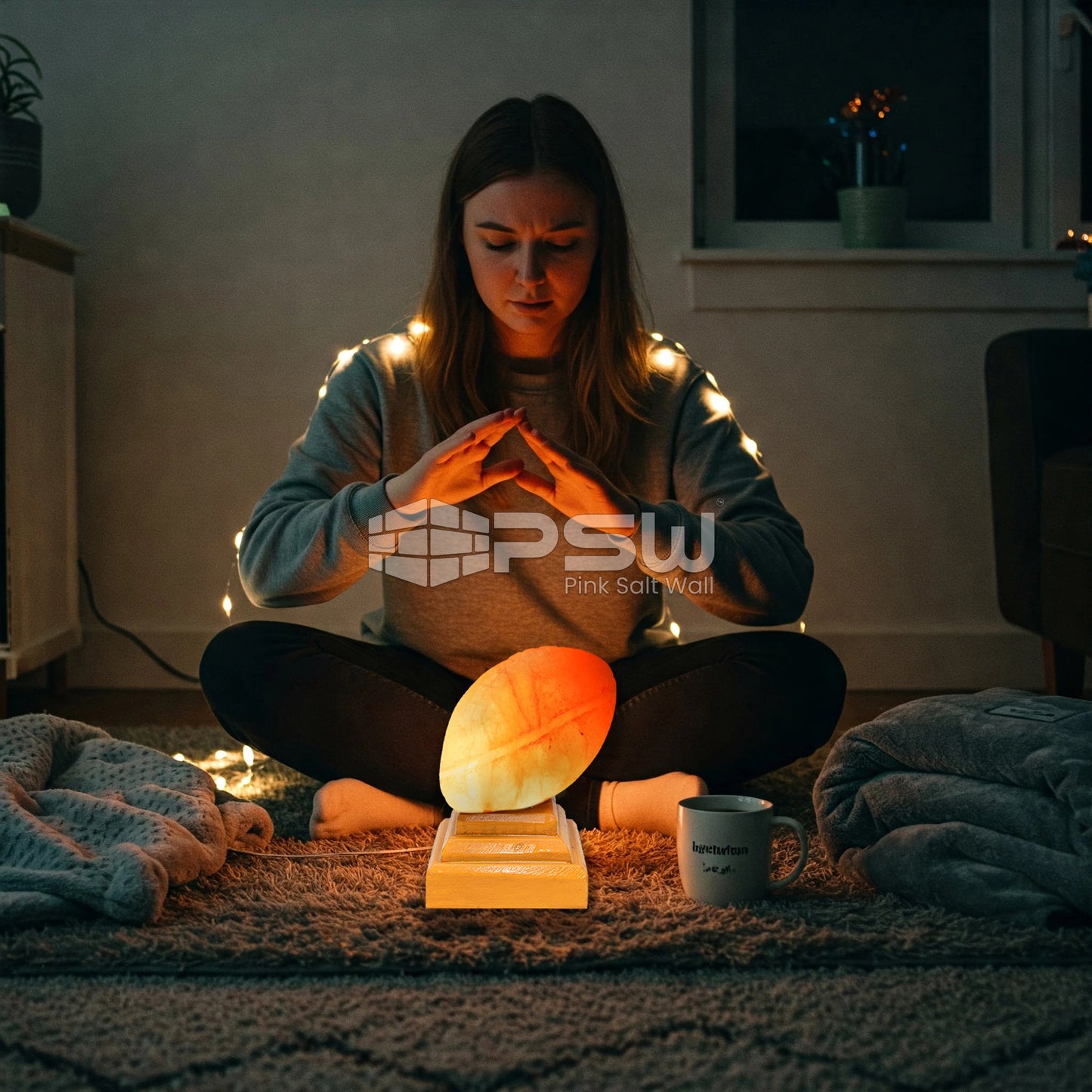 pink salt lamp for relaxation